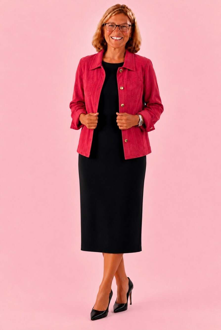 Chico's Berry Suede Button-Up Jacket, Size 4/6